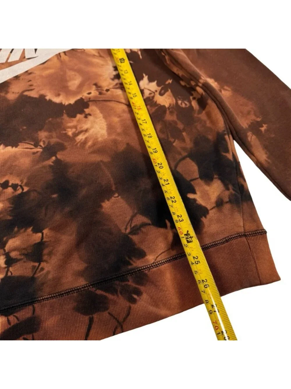 Nike Sweatshirt Mens XL Custom Bleach Tie Dye Pullover Brown Y2K Grunge Logo